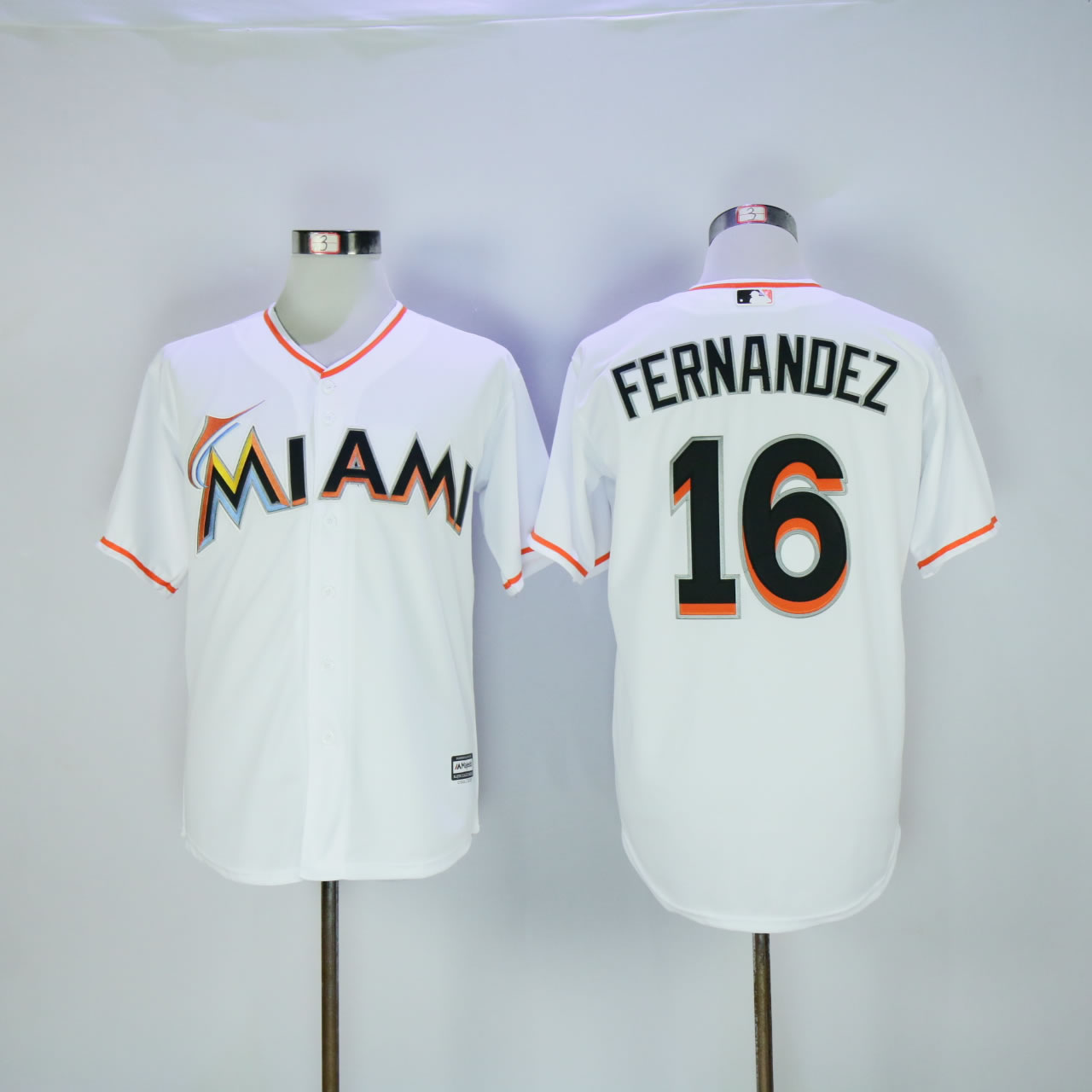 Men Miami Marlins 16 Fernandez White Game MLB Jerseys